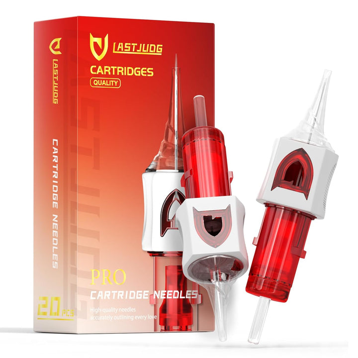 20PCS Tattoo Cartridge Needles #12 (9RS) Standard round Shader Tattoo Needles with Membrane Professional Disposable and Safety Tattoo Needles for Tattoo Pen