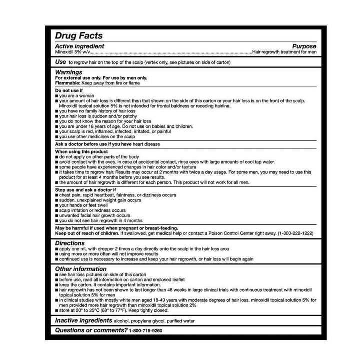 Signature Minoxidil for Men 5% Extra Strength Hair Regrowth for Men Vqzjbi, 1 Month Supply