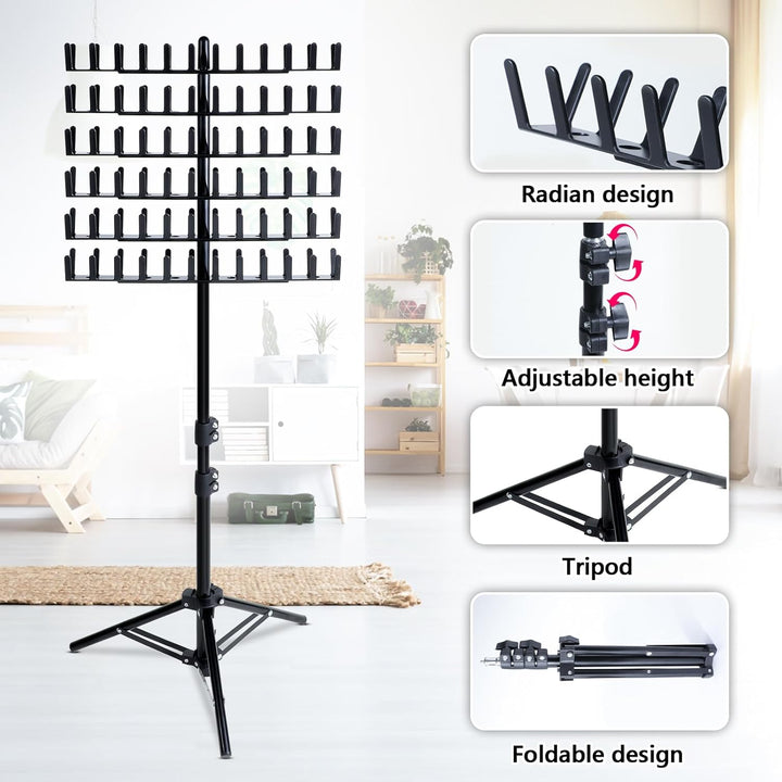 Braiding Hair Rack Standing Extension Holder Hanger, 144 Pegs Divider for Separator Stand Display (Black)