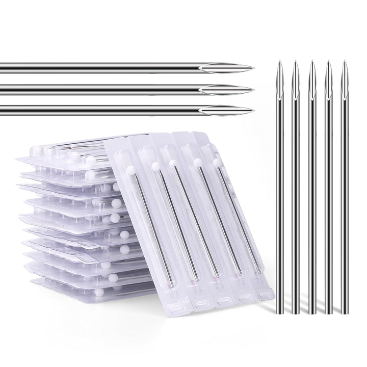 Body Piercing Needles, 10Pcs 16G Stainless Steel Sterile Disposable Ear Nose Navel Nipple Lip Piercing Needles