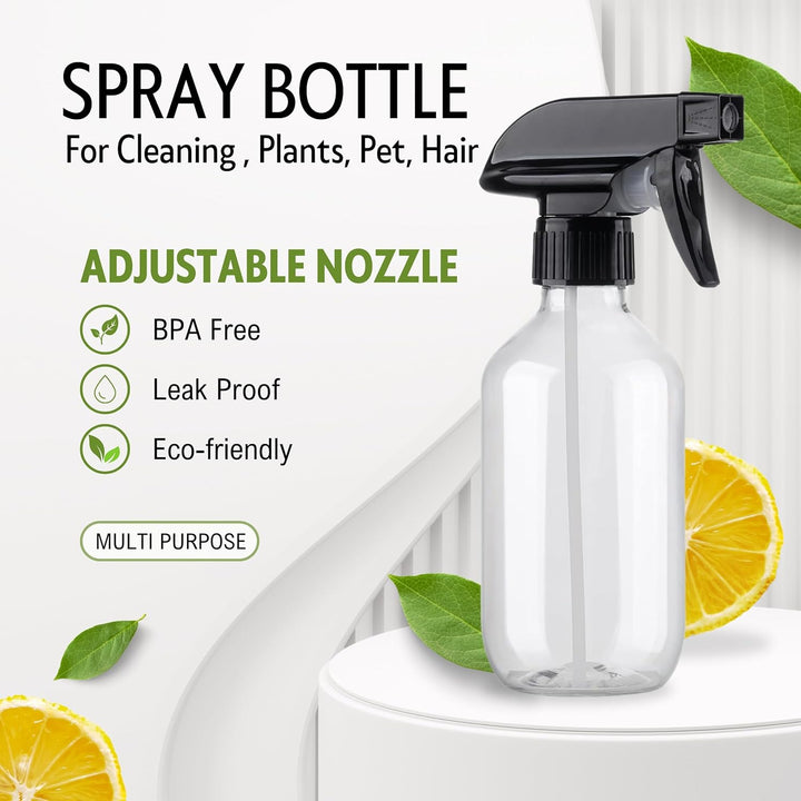 Plastic Spray Bottles for Plant - 10Oz/300Ml - Mist Stream - No Clog No Leak, Easy to Grip with Adjustable Nozzle for Hair, Cooking, Cleaning - BPA Free