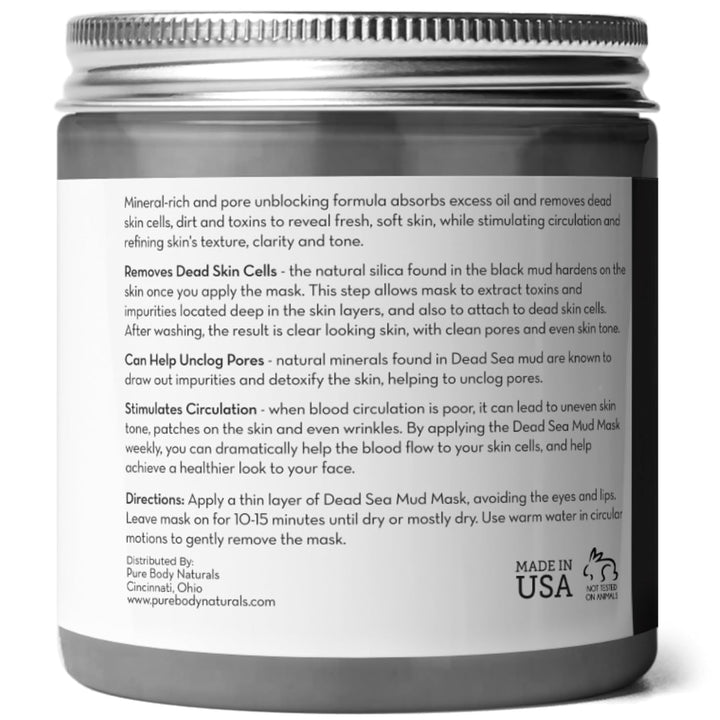 Dead Sea Mud Mask - Face Mask and Body Mud for Acne, Blackheads, and Oily Skin - Facial Self Care for Men and Women - Minimize Pores with Deadsea Mud, Clay, Charcoal - 8.8 Ounce