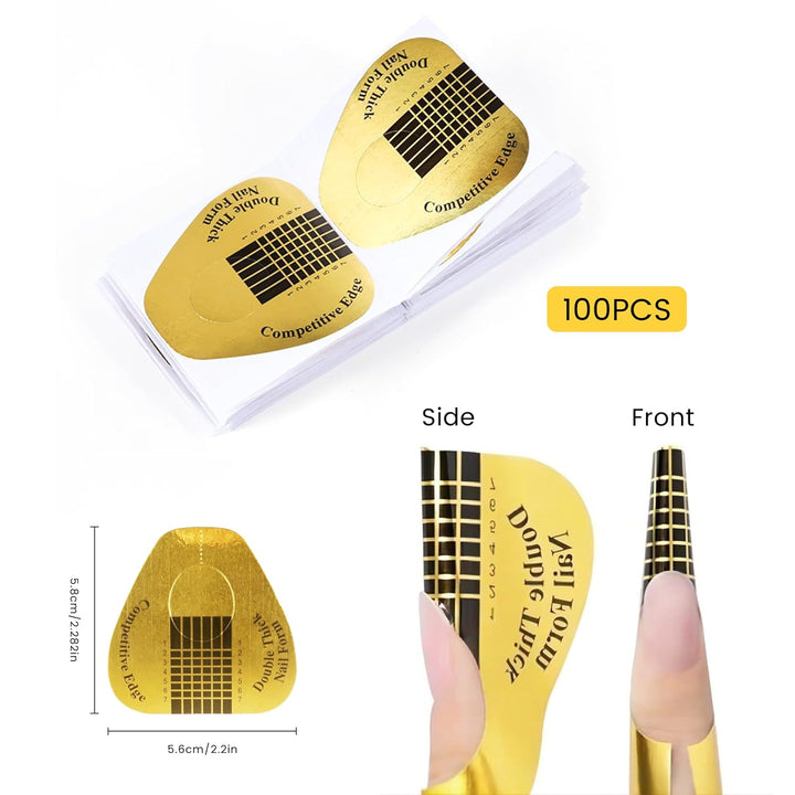 Nail Forms for Builder Gel 100Pcs Nail Extension Forms Beautiful for DIY at Home Nail Forms for Acrylic Nails Create Long Lasting Gel Extensions Professional Nail Art Supplies