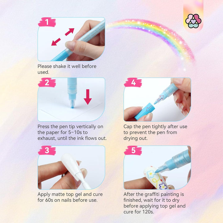 12 Colors Nail Art Pens Set - 3D Nail Polish Pens Acrylic Paint Pens Nail Markers for Nail Art Drawing Painting Nail Point Dotting Liner Pen Manicure Tools Nail Design Kit Home Nail Salon DIY