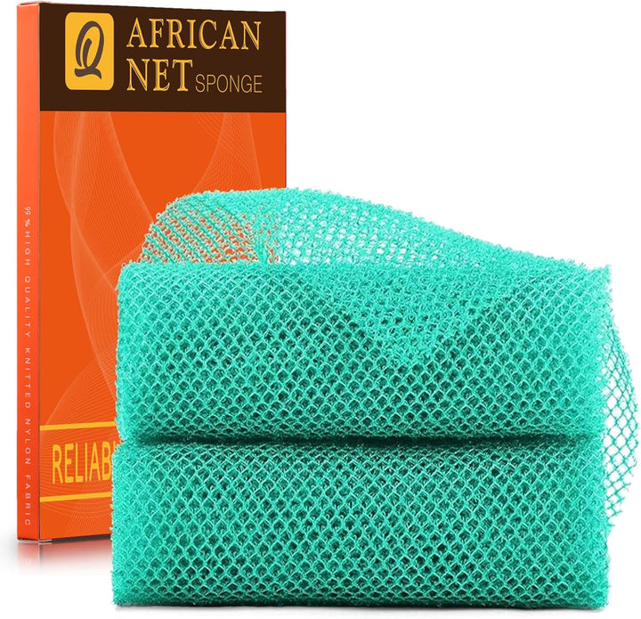 3 Pieces African Bath Sponge African Net Long Net Bath Sponge Exfoliating Shower Body Scrubber Back Scrubber Skin Smoother,Great for Daily Use (Pink,Yellow,Purple)