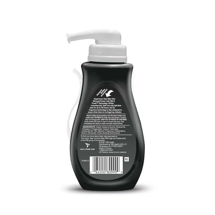 Hair Removal Cream for Men, 5 Min Sensitive Skin, Hair Removal Gel for Body, Chest & Back, Dermatologically Tested, 13.5 FL OZ W/ Spatula