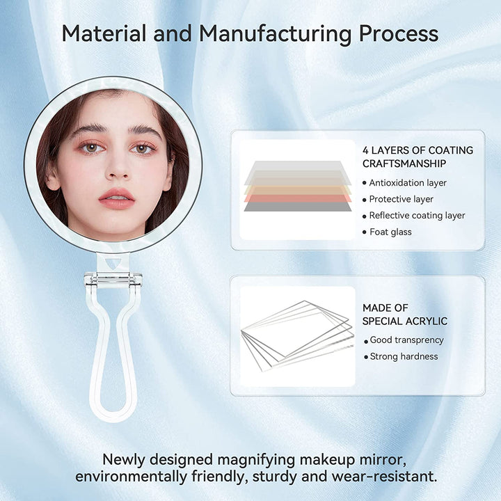 30X Magnifying Mirror for Travel with Handle, Double-Sided 1X/30X Magnification Hand Mirror for Makeup,Travel Mirror for Desk 5 Inches