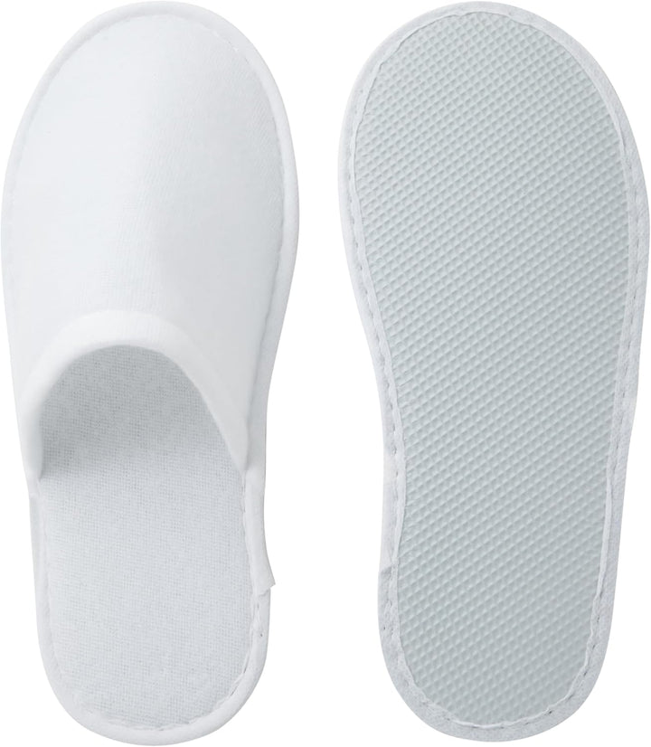 Disposable Slippers for Guests - Men'S US 10/Women'S US 11 Medium - White Closed-Toe Cotton EVA Slip-Resistant Sole - Individually Wrapped Spa & Hotel House Slippers Bulk 24 Pairs