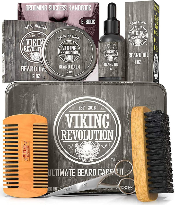 - Ultimate Beard Kit - Beard Grooming Kit with Beard Brush, Beard Comb, Beard Balm, Beard Oil, Beard & Moustache Scissors - Gifts for Men