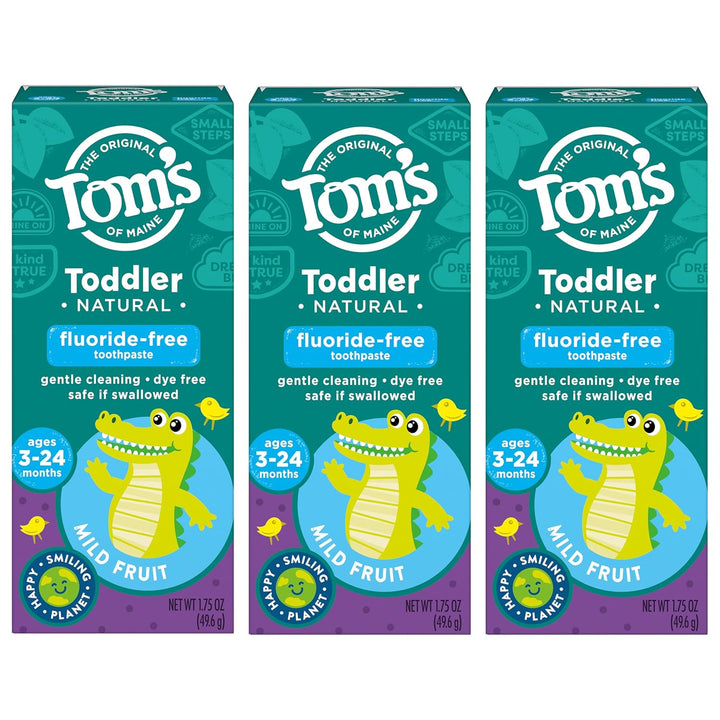 Fluoride-Free Toddler Training Toothpaste, Mild Fruit, 1.75 Oz. 3-Pack (Packaging May Vary)