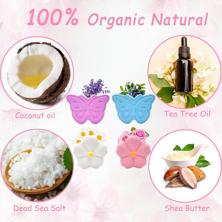 Bath Foot Bombs, 16 Pack Foot Soak with Bath Salt and Tea Tree Oil. Organic Natural Handmade Aroma Pure Essential Oil Bubble Foot Balls for Foot Callus, Dry Cracked, Stubborn Foot Odor Scent.