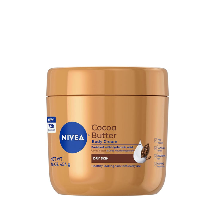 Cocoa Butter Body Cream with Deep Nourishing Serum, Cocoa Butter Cream for Dry Skin, 16 Ounce Jar
