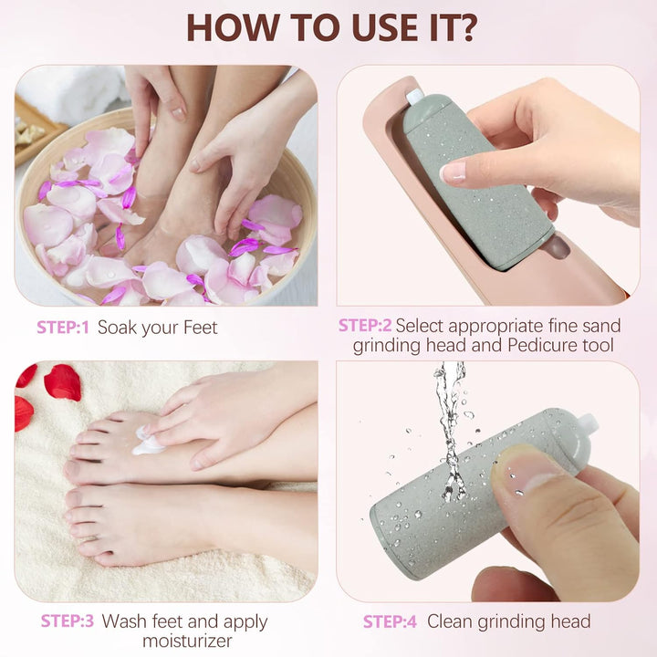 Electric Callus Removers for Feet,  Electric Foot Callus Remover Pedicure Kits Rechargeable With12 in 1, Removes Dry Skin for Smoother Feet, Foot Care for Dead Skin Ideal Gift