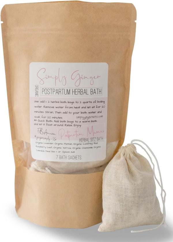 Postpartum Bath Tea Bags, Organic Herbs Ll 7 Tea Sachets Ll Sitz Bath Ll Post Partum Ll Herbal Bath Ll Gifts for New Moms Ll Soothing Herbal Sitz Bath Ll Baby Shower Gifts