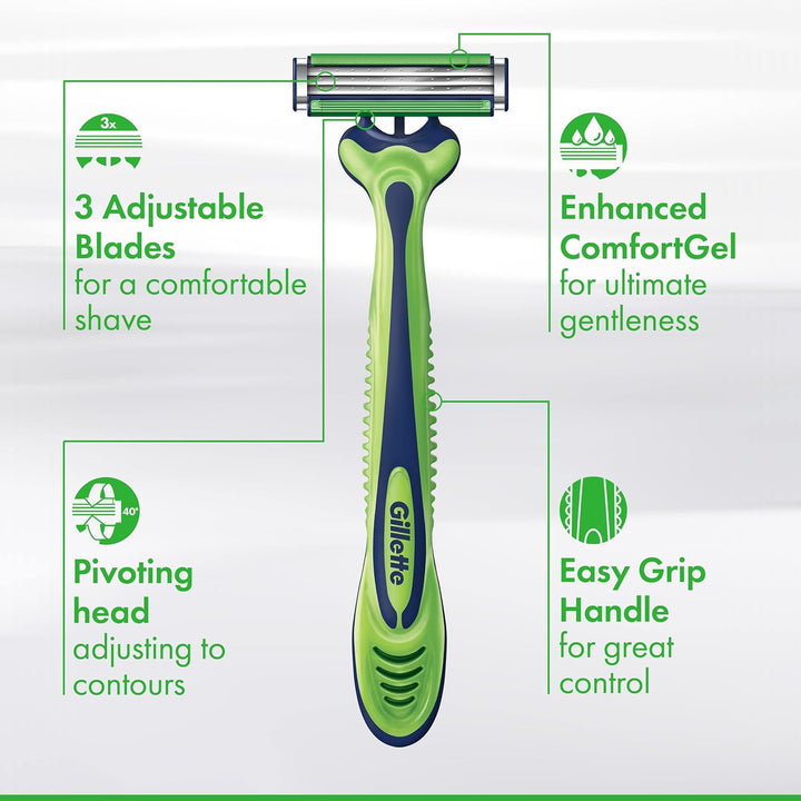 Sensor3 Sensitive Men'S Disposable Razor, 12 Razors