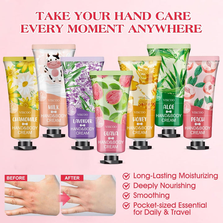 7 Pack Hand Cream Gifts Set for Women,Stocking Stuffers for Women,Teengirls,Christmas Gifts Bulk Gifts,Small Gifts,Mini Moisturizing Hand Lotion Travel Size in Bulk for Dry Cracked Hands