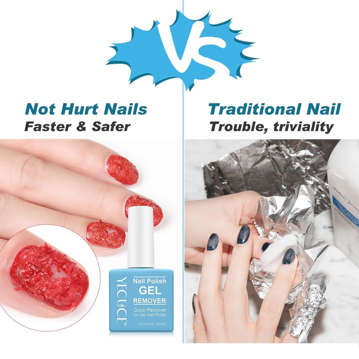 Gel Nail Polish Remover, (2Pcs) Gel Polish Remover for Nails, No Need for Foil, Quick & Easy Polish Remover in 2-3 Minutes, No Need Soaking or Wrapping-15Ml