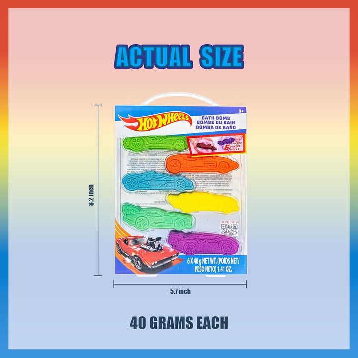 Hot Wheels 6 Piece Bath Bombs for Kids, Bubble Gum Scented, Bath Toys for Kids, Ages 3+, by