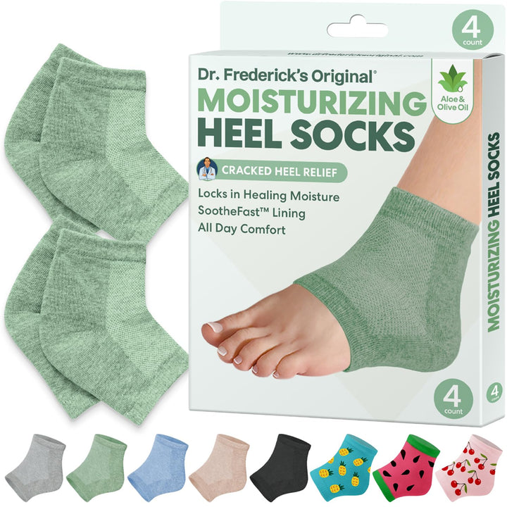 Moisturizing Heel Socks for Dry Cracked Heels Treatment - Infused with Olive Oil, Jojoba Oil and Vitamin E - 2 Pairs - Stocking Stuffers for Adults - Original Formula