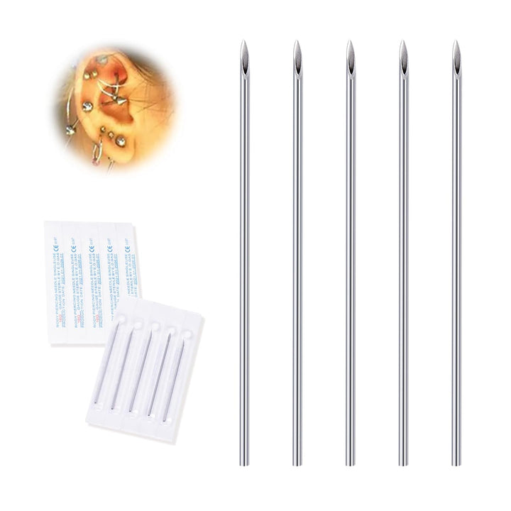 20G Body Piercing Needles,10Pcs  Sterile Disposable Stainless Steel Needles for Ear, Nose, Navel, Nipple, Lip - Piercings