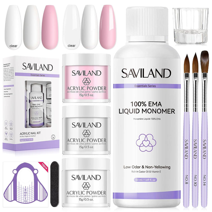 Advanced Acrylic Nail Kit for Beginners: 30G Clear Acrylic Powder and Liquid Set with Brush Forms Manicure Tools Extension Nails Kit Beginner with Everything for Home DIY Nail Art Salon