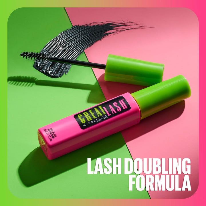 Great Lash Waterproof Mascara, Volumizing, Lengthening and Lash-Doubling Formula for Thicker Lashes, Very Black, 1 Count