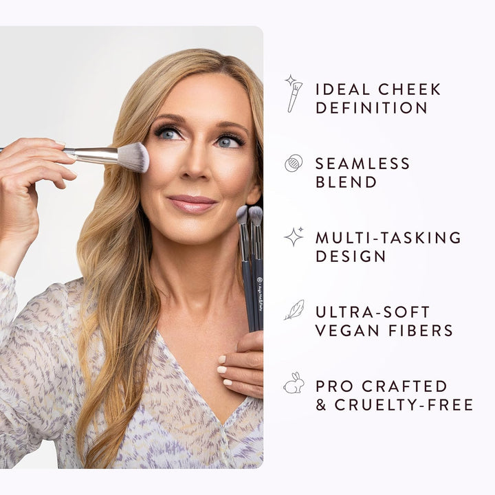 - ANGIE HOT & FLASHY A507 ANGLED BLUSH BRUSH – for Blush, Bronzer & Contour, Fluffy Angled Brush for Seamless, Streak-Free Finish