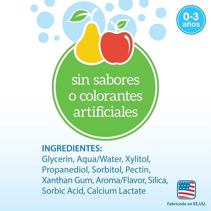 Fluoride-Free Baby Toothpaste, Safe to Swallow, Apple Pear, 1-Pack, 1.4Oz/40G, 0-3 Years