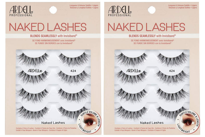 Naked Lashes 420 Multipack, Lightweight Natural Look, Invisiband for Comfort, Perfect for Everyday Wear, 4-Pairs, 1-Pack