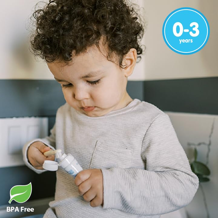 Infant-To-Toddler Toothbrush Set, Soft & Gentle Manual Toothbrushes for Baby, Green/Dark Blue/Ecru/Blue, BPA Free, 0-3 Years – 4-Pack