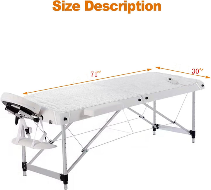 Massage Table Heating Pads Heated Massage Table Warmer 9 Heat Settings Professional SPA Bed Warmer (71" X 30"), Digital Heat Control Pad Electric Heating Pad, W/Overheat Protection White