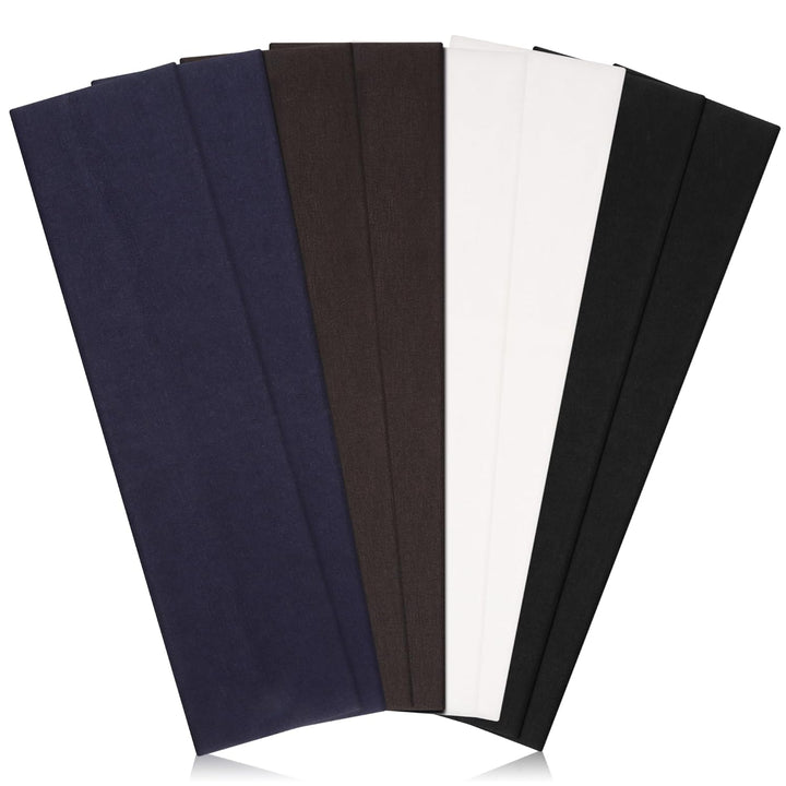 8 Pack Headbands for Women Non Slip - Stylish Sports Hair Bands for Women'S Hair - Soft Cotton Cloth Stretchy Headbands for Women for Yoga, Outdoor Exercise Running