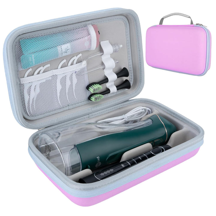 Water Flosser Travel Case, Portable Oral Irrigator Organizer, Sturdy Carrying Storage Holder for Flosser, Electric Toothbrush, Toothpaste and Irrigator Accessories (Case Only) - Pink
