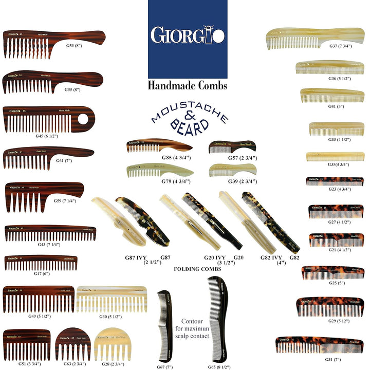 G57 Extra Small Men'S Fine Tooth Beard and Mustache Comb for Facial Hair Grooming and Styling. Wallet Pocket Comb Beard Comb for Men, Handmade, Saw-Cut and Hand Polished
