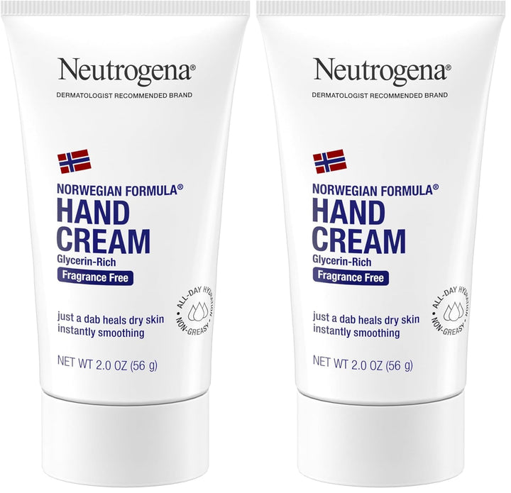 Norwegian Formula Moisturizing Hand Cream Formulated with Glycerin for Dry, Rough Hands, Fragrance-Free Intensive Hand Lotion, 2 Oz