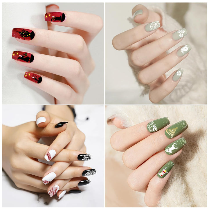 Nail Stamper Kit 15Pcs Nail Art Stamp Plate 8Pcs Stamp Gel Polish 1Pcs Nail Stamper Scraper Set with Storage Bag, Nail Stamp Template Kit Flower Lace Animal Star Halloween Christmas Design