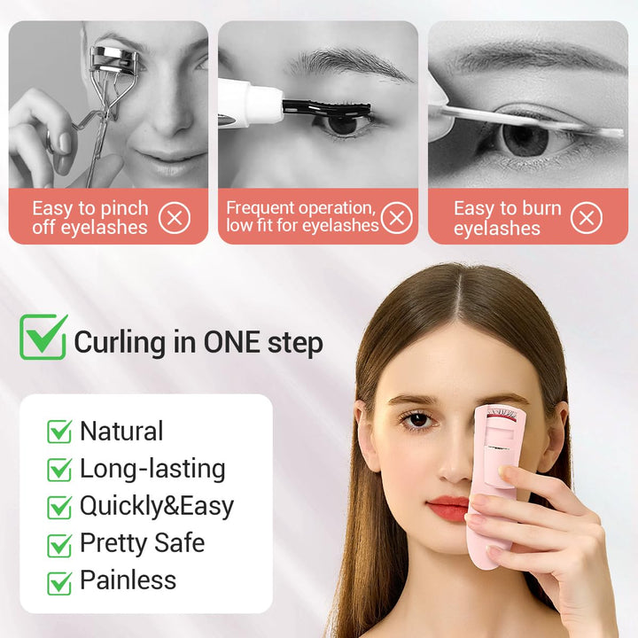 Rechargeable Heated Eyelash Curler with LED Display, Featuring 3-Level Adjustable Temperature for a Natural, Long-Lasting Curl (Up to 24 Hours) Ag-2316-Pink