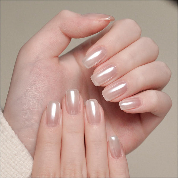 White Pearl Chrome Nail Powder, Mirror Effect Shimmer Glitter Pigment Mermaid Aurora Nail Art Decorations, Lustrous White