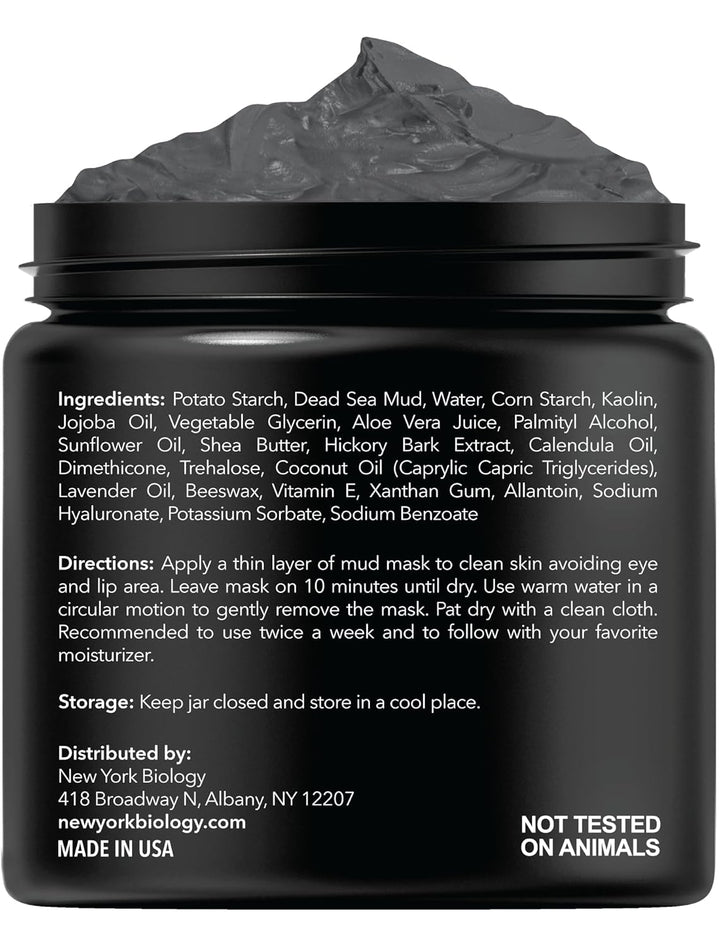 New York Biology Dead Sea Mud Mask for Face and Body | Spa Quality Pore Refiner for Oily Skin | Natural Skincare for Women & Men | Tighten Skin for a Healthier Complexion | 8.8 Oz
