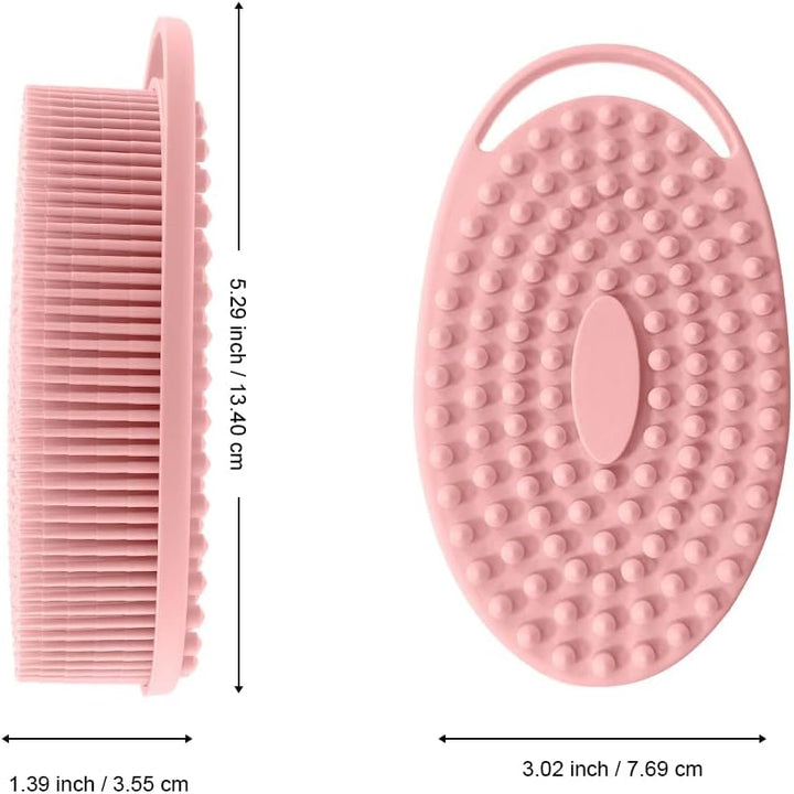 Soft Silicone Body Scrubber 2 PCS Silicone Body Shower, Silicone Loofah 2 in 1 Bath and Shampoo Brush, Body Scrubber Shower Cleaning Exfoliating Use for Sensitive Skin, Lather Well(Black and Pink)