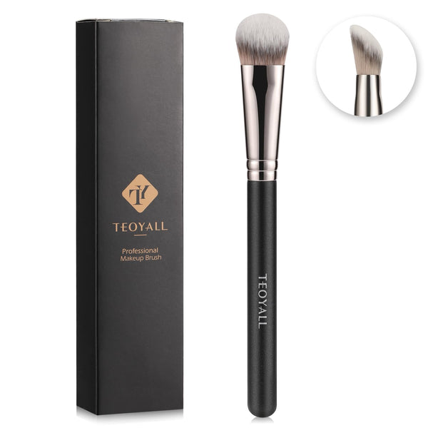 Angled Concealer Brush, Synthetic Contour Brush for Blending Setting Buffing with Liquid, Cream and Powder Cosmetic (Angled Brush)