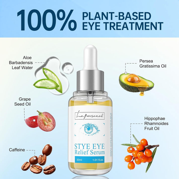 Stye Eye Treatment, Chalazion Remover, Eye Serum for Styes Chalazion and Blepharitis Treatment, with Avocado Oil, Sea Buckthorn Oil & Caffeine 1.01 Fl Oz/30 Ml