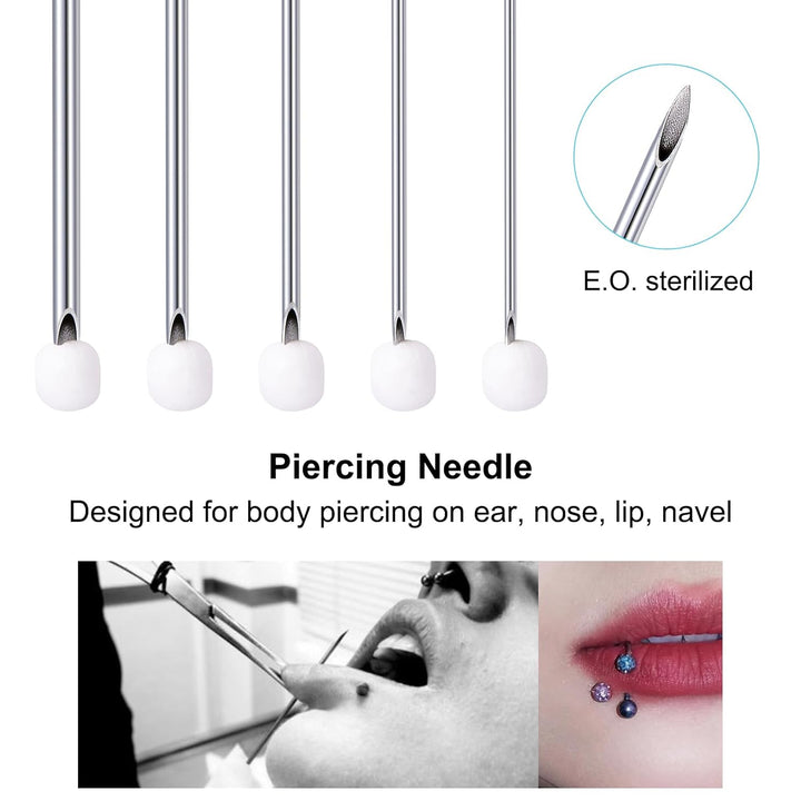 20G Body Piercing Needles,10Pcs  Sterile Disposable Stainless Steel Needles for Ear, Nose, Navel, Nipple, Lip - Piercings