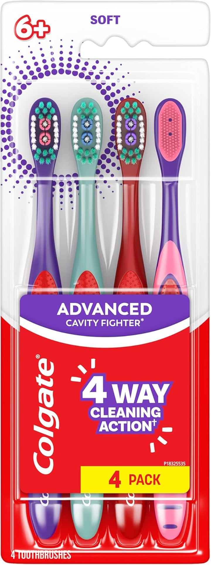 Extra Soft Kids Toothbrushes, Advanced Cavity Fighter Kids Toothbrush Pack, Extra Soft Bristles Help Remove Plaque and Stains for a Gentle Clean, for Children Ages 6 and Up, 4 Pack