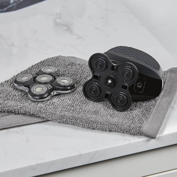 XR7000 Balder Pro Rotary Shaver Rechargeable Waterproof Electric Razor for Men Cordless Lithium Power 5 Dual Track Flexing Heads and Pop-Up Trimmer Black