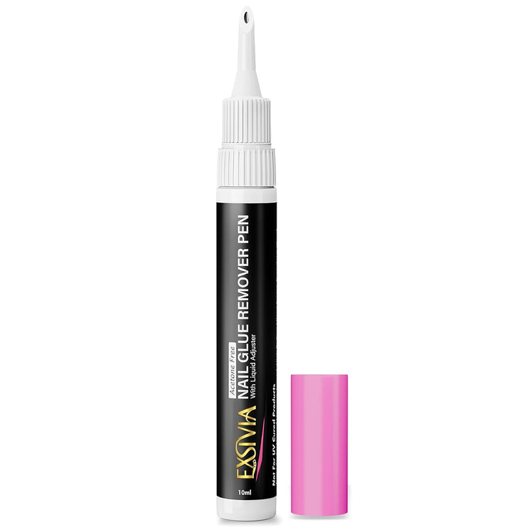Nail Glue Remover Pen 10Ml Refillable Acetone Free Precision Nozzle with Cuticle Pusher Safely Removes Press on Nails & Glue Gentle on Natural Nails Odorless Formula