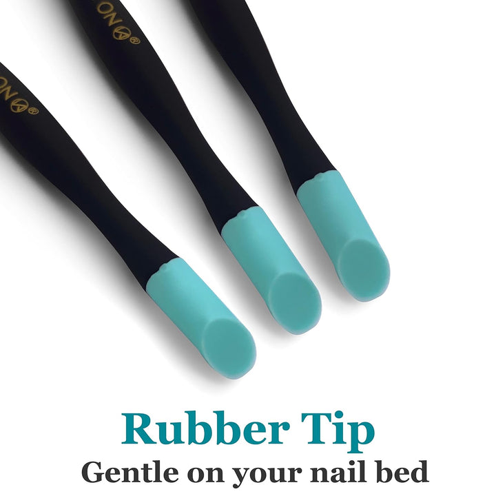 3 Pack Cuticle Trimmer Pusher Remover, Rubber Tip Gentle on Nail Bed