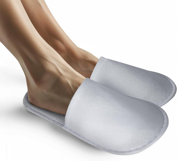 28 Pairs Disposable Slippers for Guests,Bulk Slippers for Hotel,Spa,Travel,Shoeless Home,Spa Slippers with Pouch,Non-Slip(White)