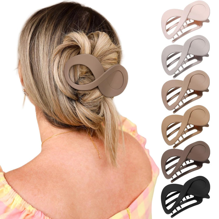 French Concord Hair Clips - 6Pcs Side Slide Volume Clips for Women Girls, Strong Hold No Slip Grip, Thick or Thin Hair (Matte Finish, L:4.6 IN, W:1.97IN)