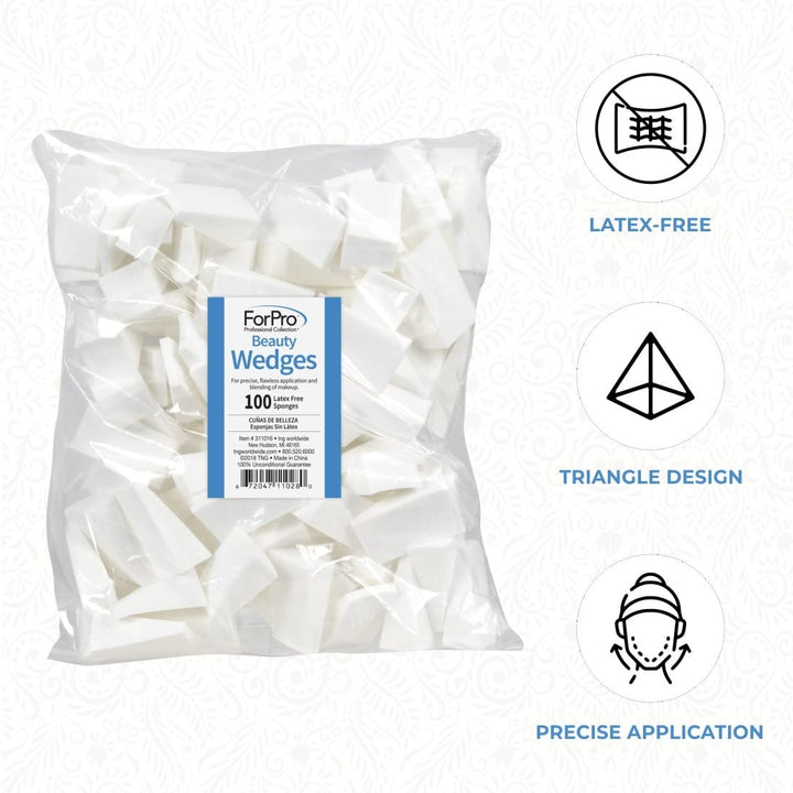 Beauty Wedges, Latex Free Foam Sponges, Makeup Blenders for Powder and Liquid Makeup, 100-Count